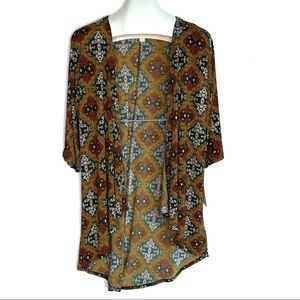 LULAROE Lindsay Kimono Short Abstract Geometric Print Small (0-8)